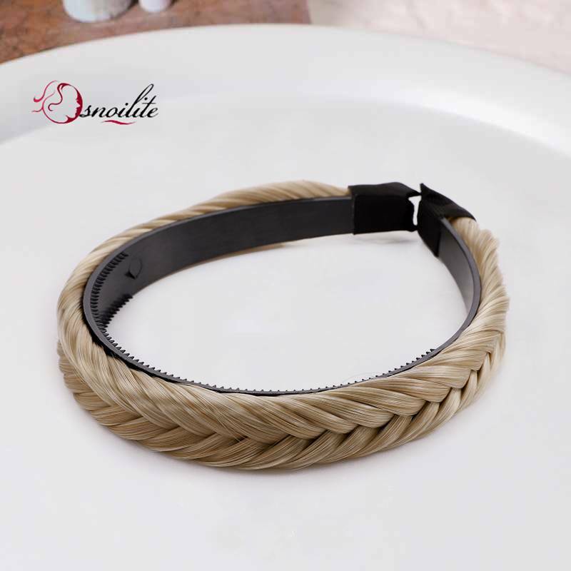 Women Hair Braided Plaited Headband Synthetic Plait Hairband Hairwear as Human