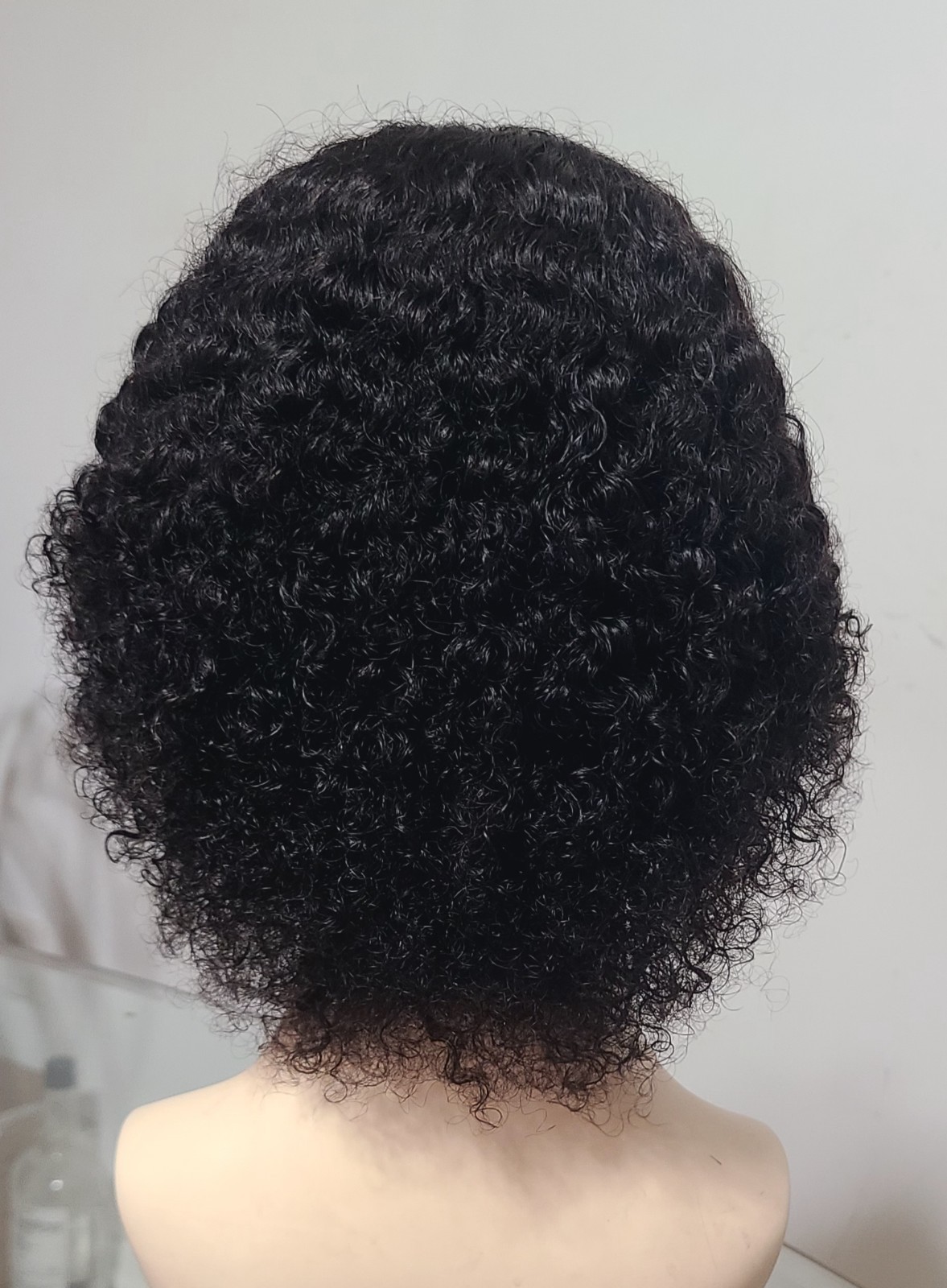 10″Jerry curl,100% human hair Wig with bangs density 200% Natural Color.