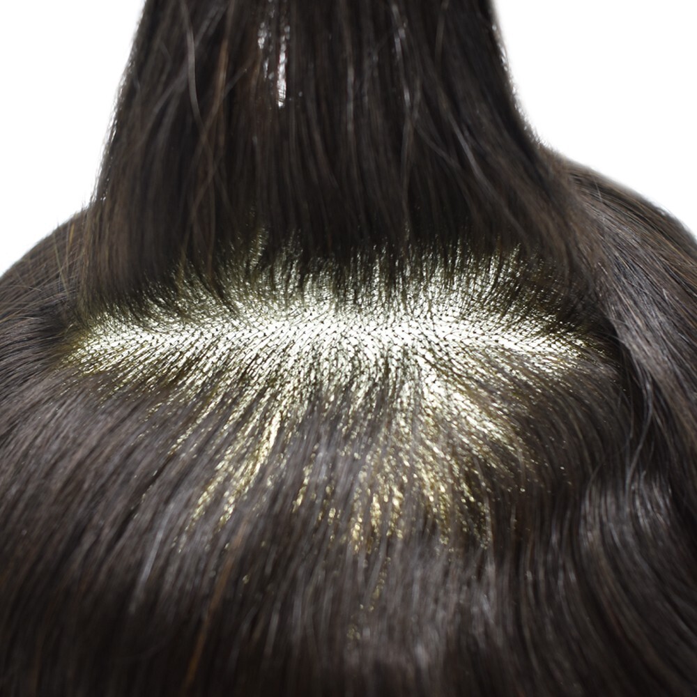 Durable Fine Mono Lace Mens Toupee Human Hair Piece Thin Skin PU Wig Hair System