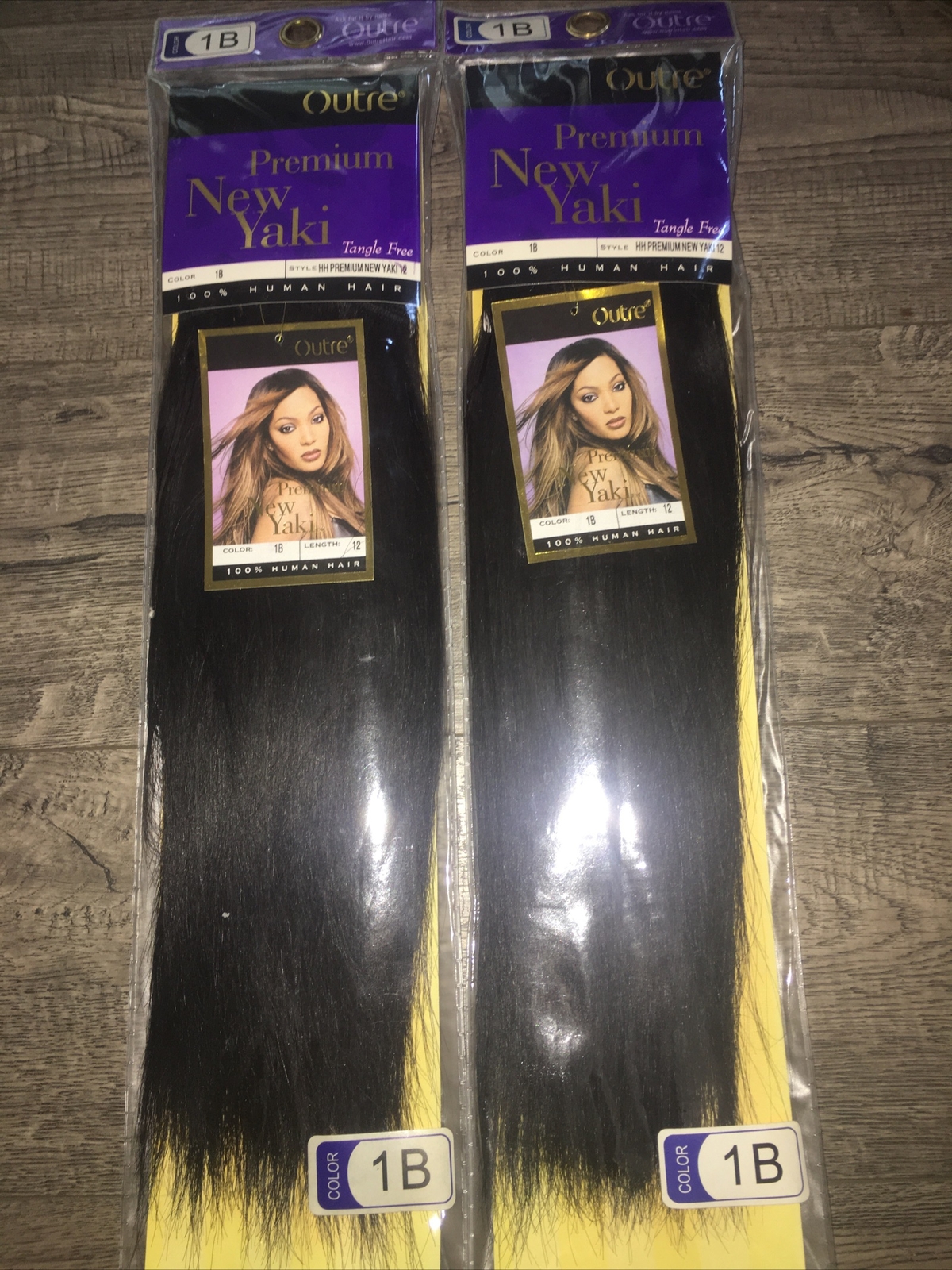 Outre Premium New Yaki Tangle Free Human Hair , 1B 12 Inches ( 2 Pieces)