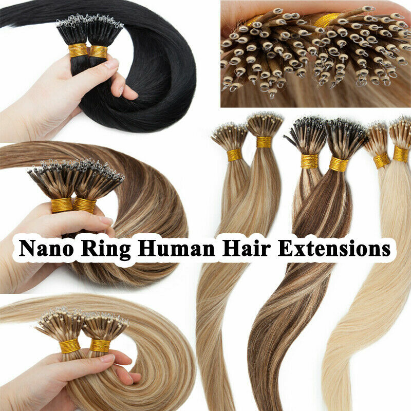 Double Drawn Nano Ring Hair Extensions Micro Nano Beads Tip Remy Real Human Hair