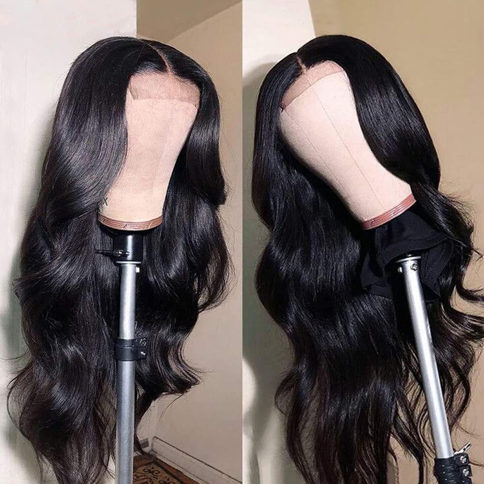 20 Inch Body Wave Glueless Wigs Human Hair 4×4 Lace Closure Wigs 200 Density