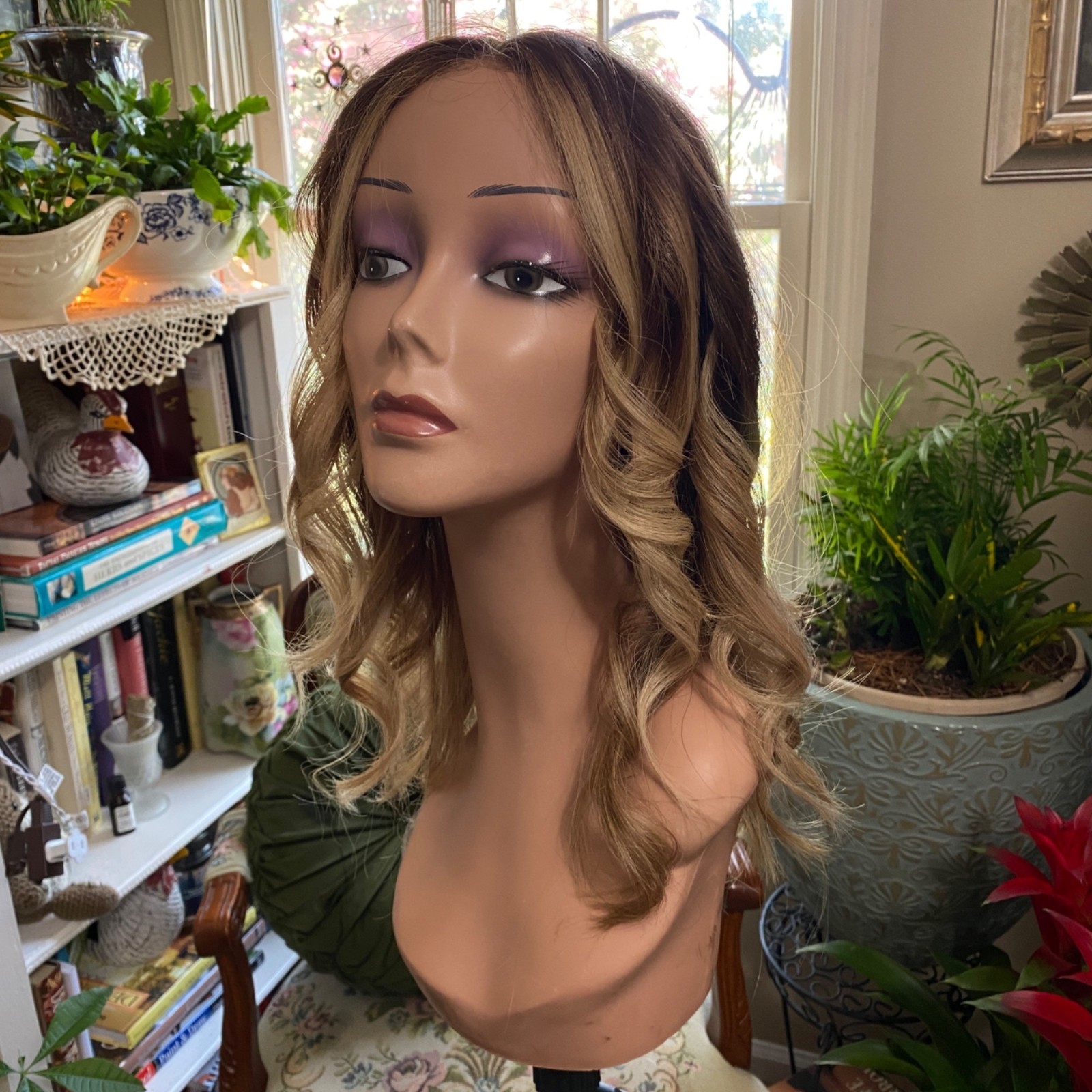 Wig Milano Divine Human Hair Highlighted Wig Low Density Center Part
