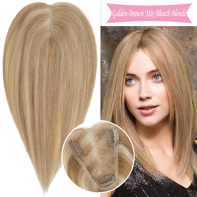 US Hair Toppers 100% Real Remy Human Hair Piece 130% Density Lace Base 8x10cm