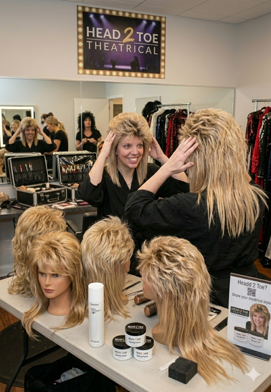 80s Salon Wig Mixed Blonde retro beauty shop adult girl hair stylist stage party