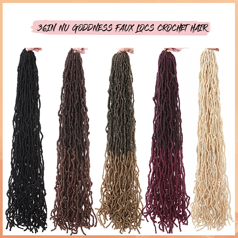 Soft Faux Locs 16-36″ 120 Strands Super Long Goddess Locs Crochet Hair Natural