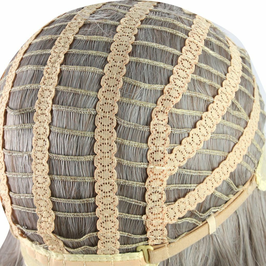 Women Lady Ash Gray Silver White Ombre Long Wavy Curly Blonde Wig Synthetic Hair