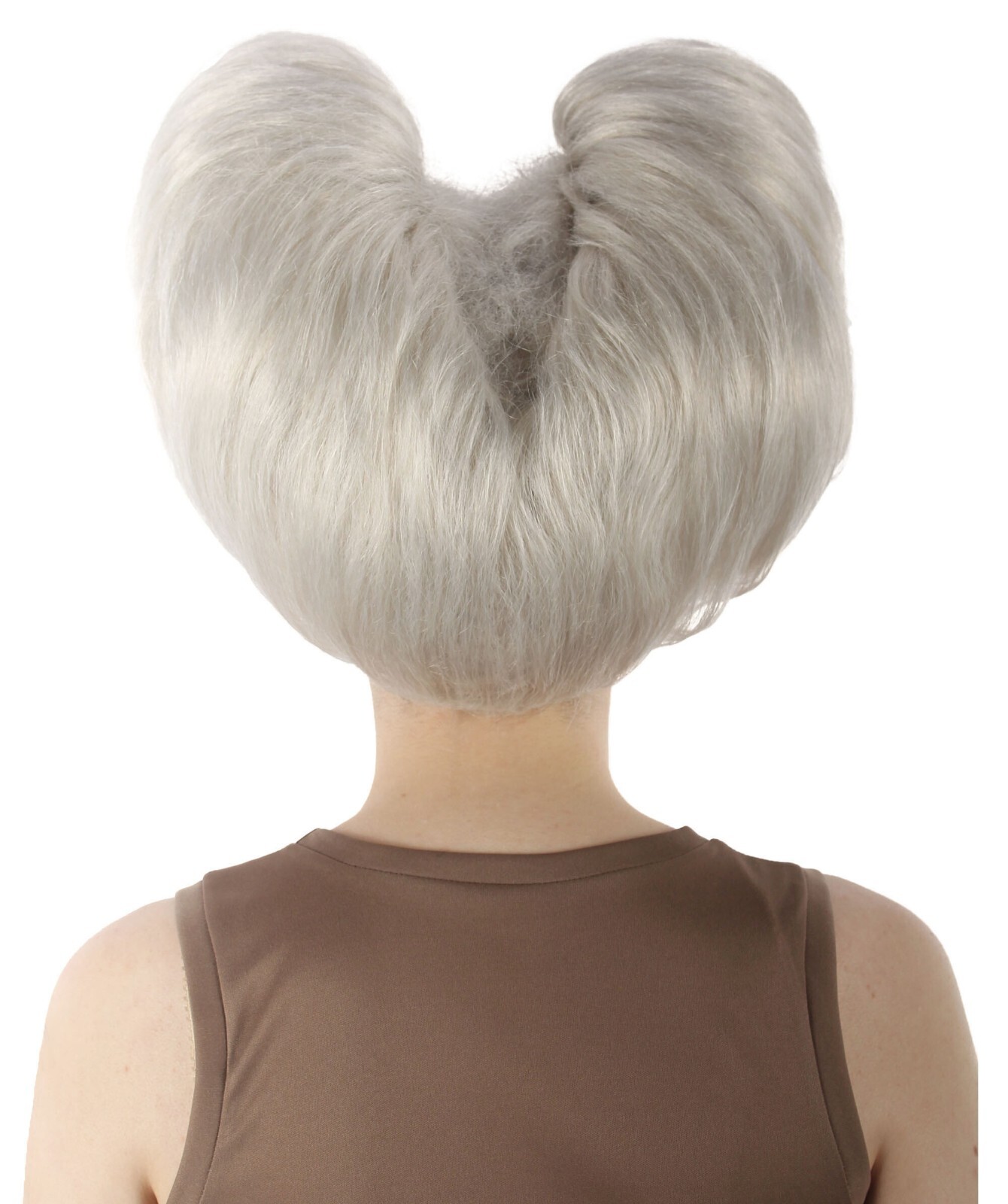 Adult Women’s Supermodel Horn-shaped White Hair Updo Full Wig HW-7112