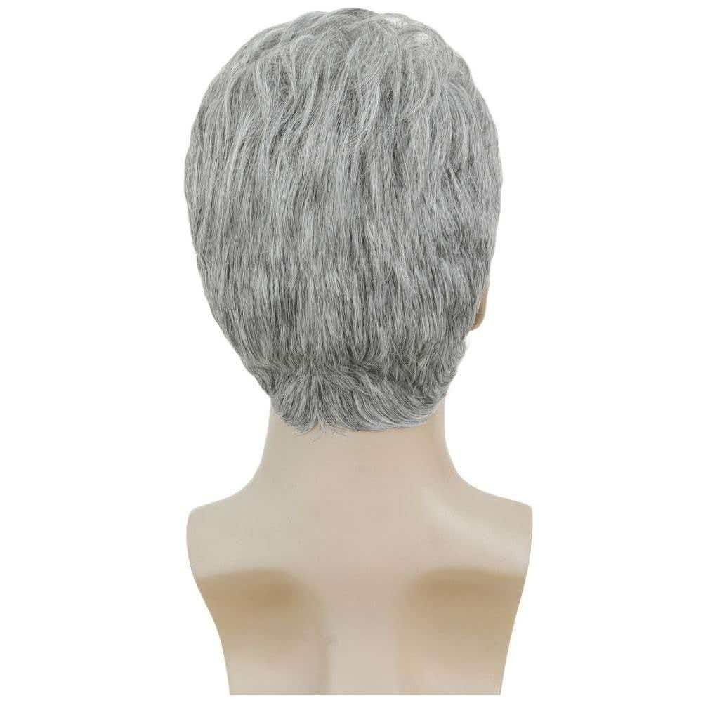 Men’s 6in Short Silver Gray Wig Heat Resistant Synthetic Full Cosplay Party