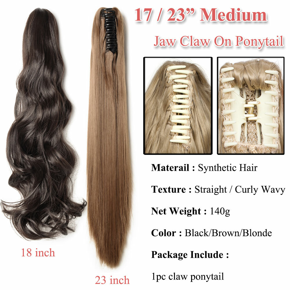 US 100% Real Thick Pony Tail Hair Extensions Clip In Claw Around Ponytail Ombre