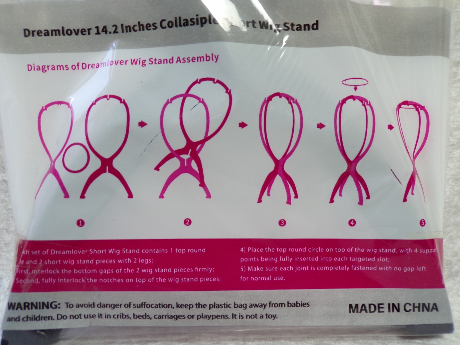 DREAMLOVER WIG PLASTIC STAND PACK OF 3 UNUSED COLLASIPLE NEW IN PACKAGE