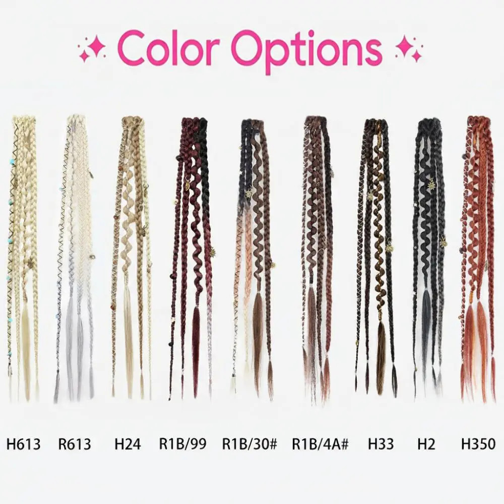 Handmade Bohemia Clip in Hair Extensions Synthetic Weaving Long Braid Fairy Hair