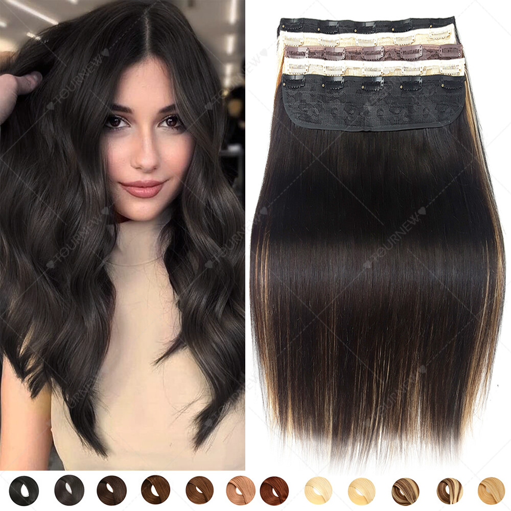 One Piece 5 Clips Human Hair Extensions Clip In 3/4 Full Head Highlight Straight