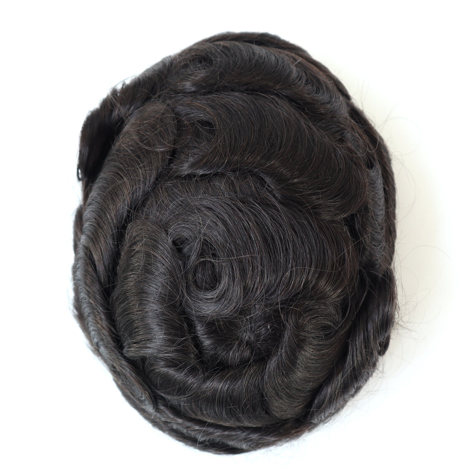 Toupee For Men Human Super Thin Skin V Looped Men Hairpieces Wig Black Colored