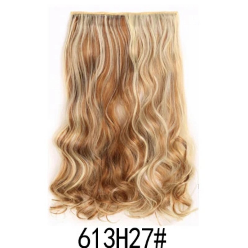 24in Synthetic Long Straight Clip In One Piece Hair Extension 5 Clips Fake Hair