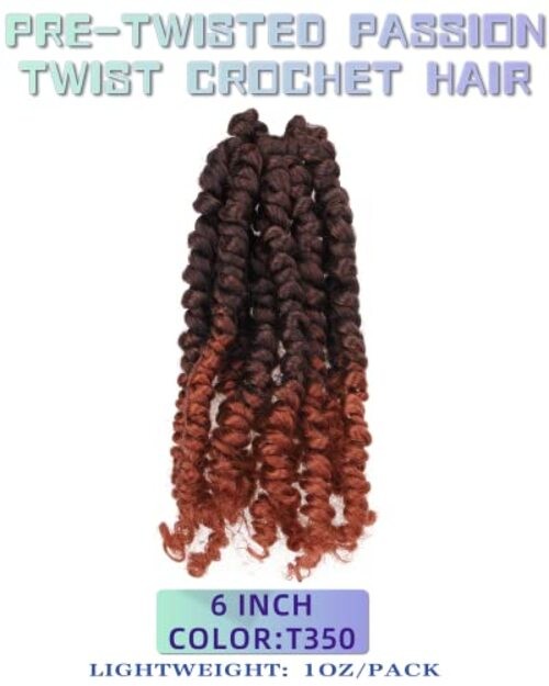 6 Inches 8 Packs Super Short Passion Twist Crochet 6 Inch (Pack of 8) T1B/350