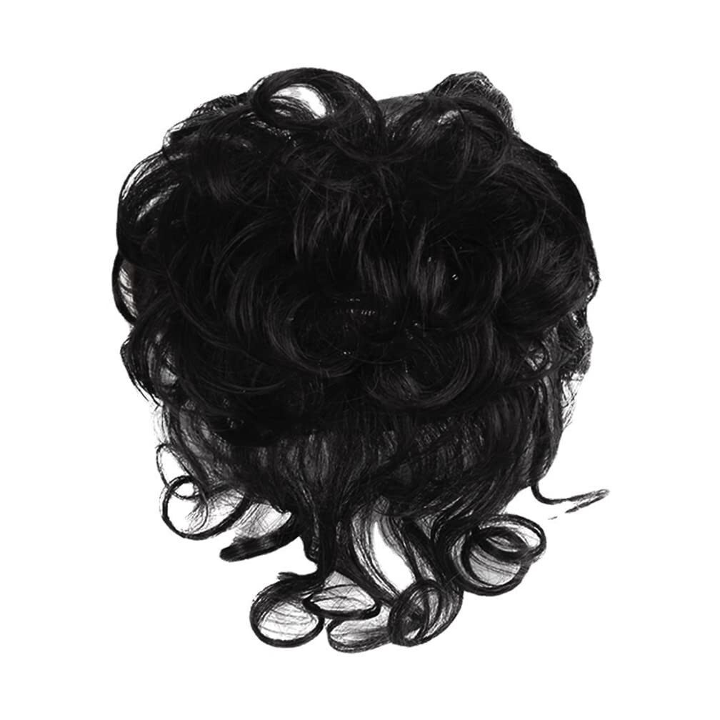 Short Curly Real Human Hair Topper with Front Bangs for Women,Breathable Wiglets