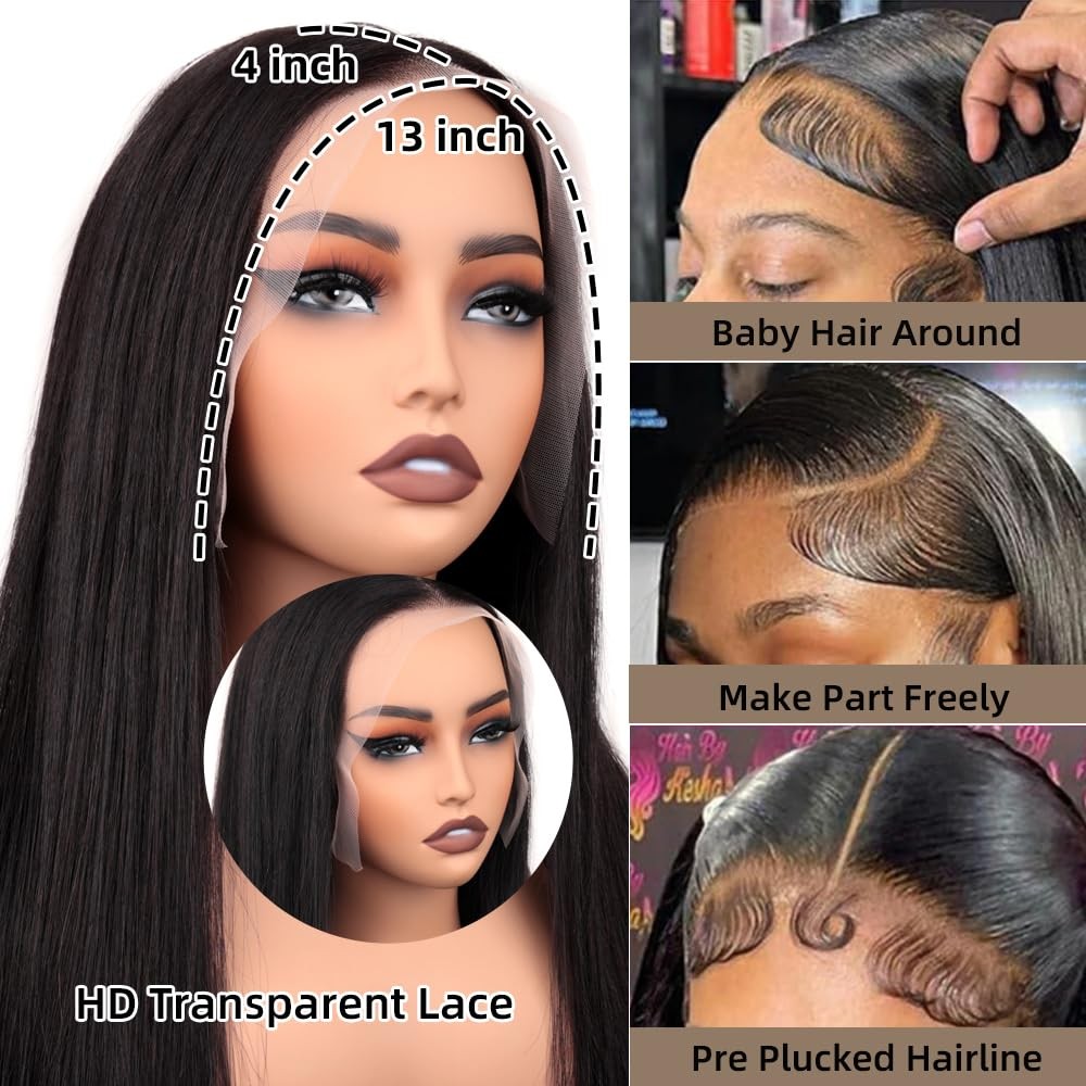 Qunali Lace Front Wigs Human Hair 13X4 Straight Lace Front Wigs Hd Transparent