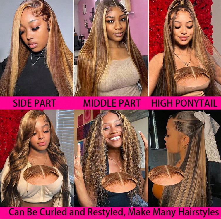 13×4 Straight 4/27 Honey Blonde Lace Front Wigs Transparent Lace Wigs