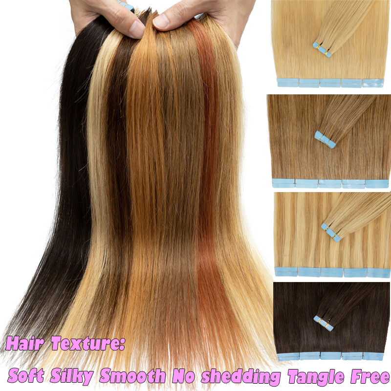 8-24in Tape-In Russian Remy Human Hair Extensions Skin Weft 50-150g/Thick Blond