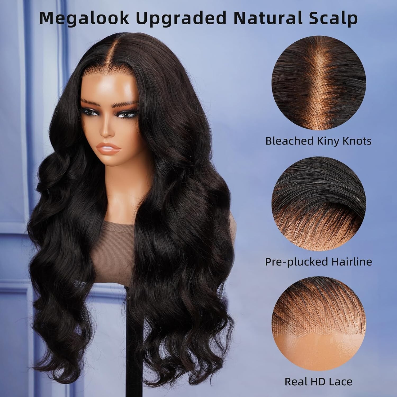 Heat Resistant Lace Front Wigs Long Black Loose Wavy Synthetic Wig Human Hair
