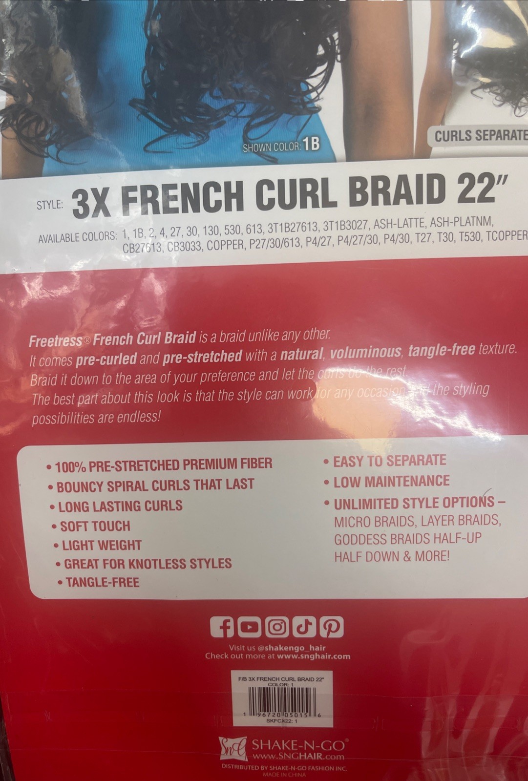 Freetress French 3x curl braid 22” All Color Types