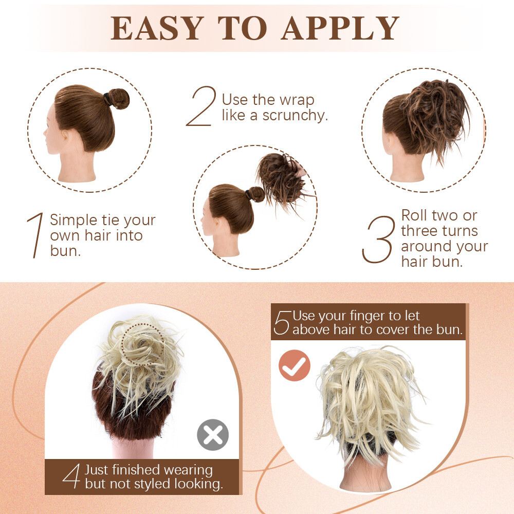 Curly Messy Bun Hair Piece Thick Updo Scrunchie Hair Extensions Real As Human US