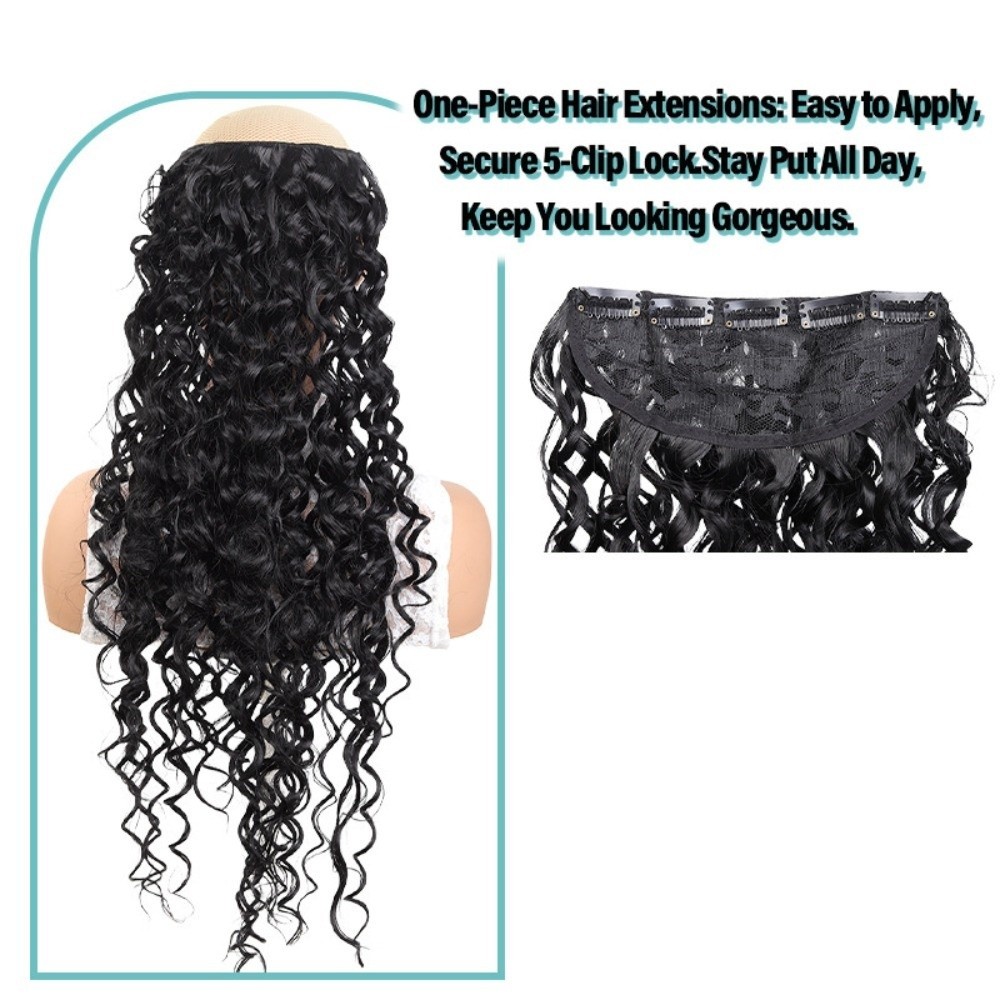 Black Synthetic Hair Extensions Natural Long Curly Thick Hair Easy to Wear