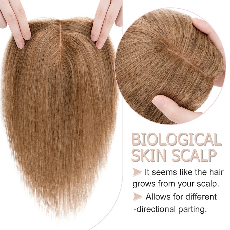 100% Remy Human Hair Women’s Topper Clip In Hairpiece Lace Base Hand tied Toupee