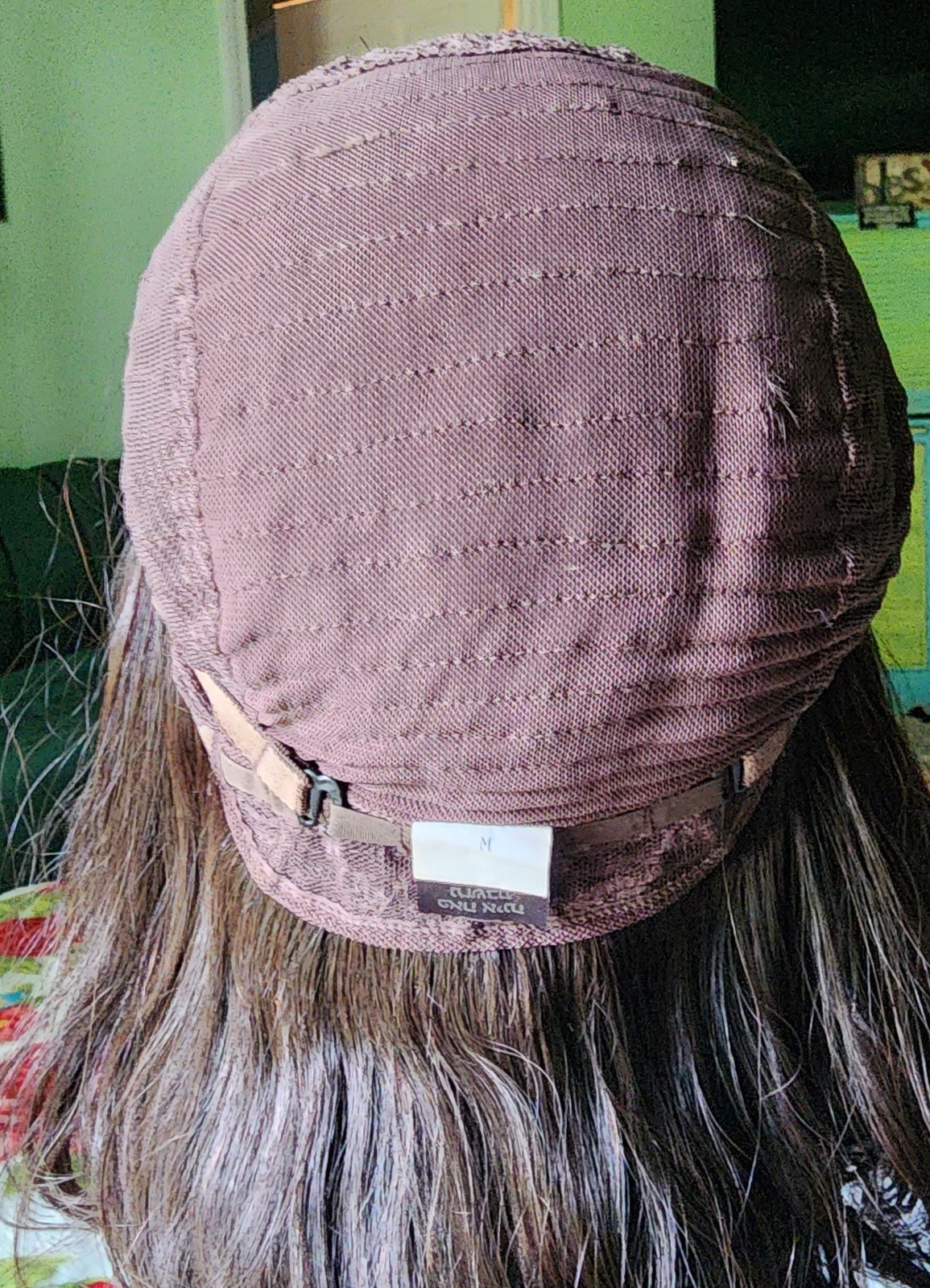 Dark Brown Wavy Layered Human Hair Wig 16 inches Medium Cap, Mono Part
