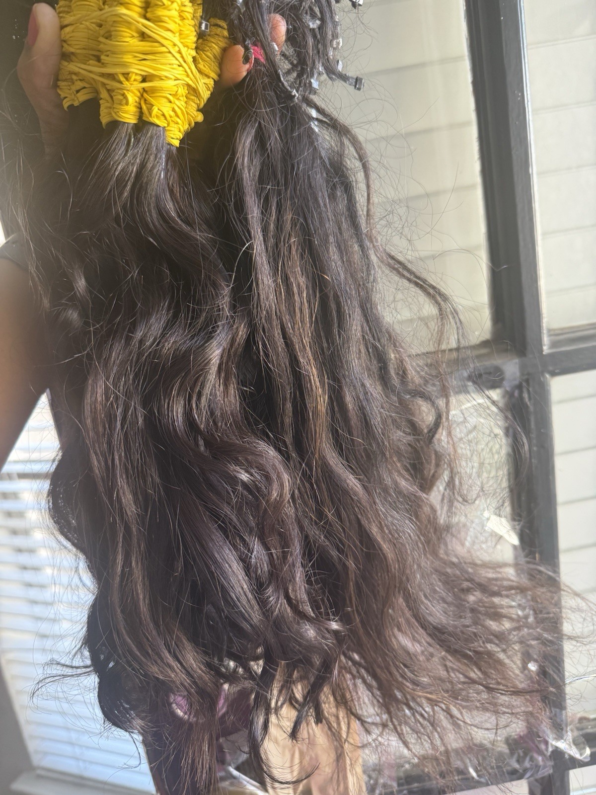 Wavy Human Hair Extensions Weft Dark/Medium Brown 21-30in for Women