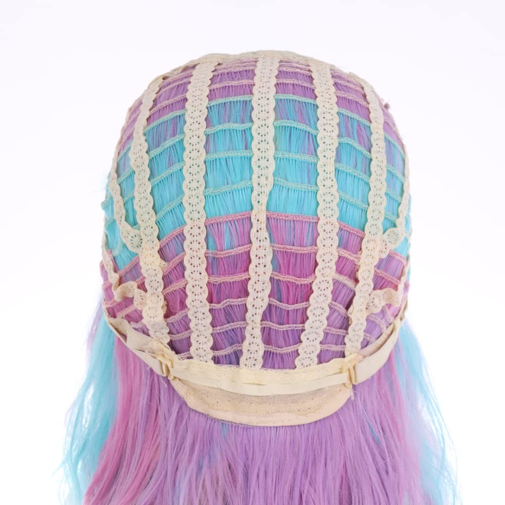 Rainbow Wigs for Women Short Curly Wavy Multi Color Wig for Girls Short Bob W…
