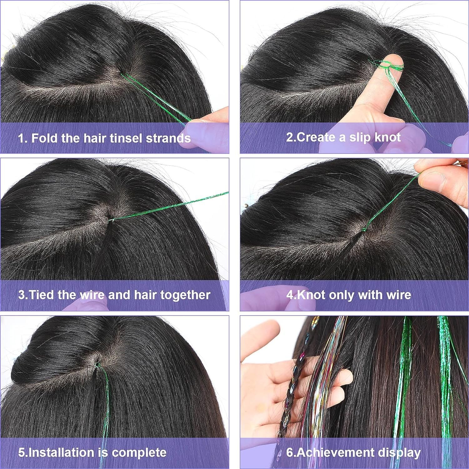 Hair Tinsel Kit, 18 Colors 48 Inches, Fairy 18 colors kit
