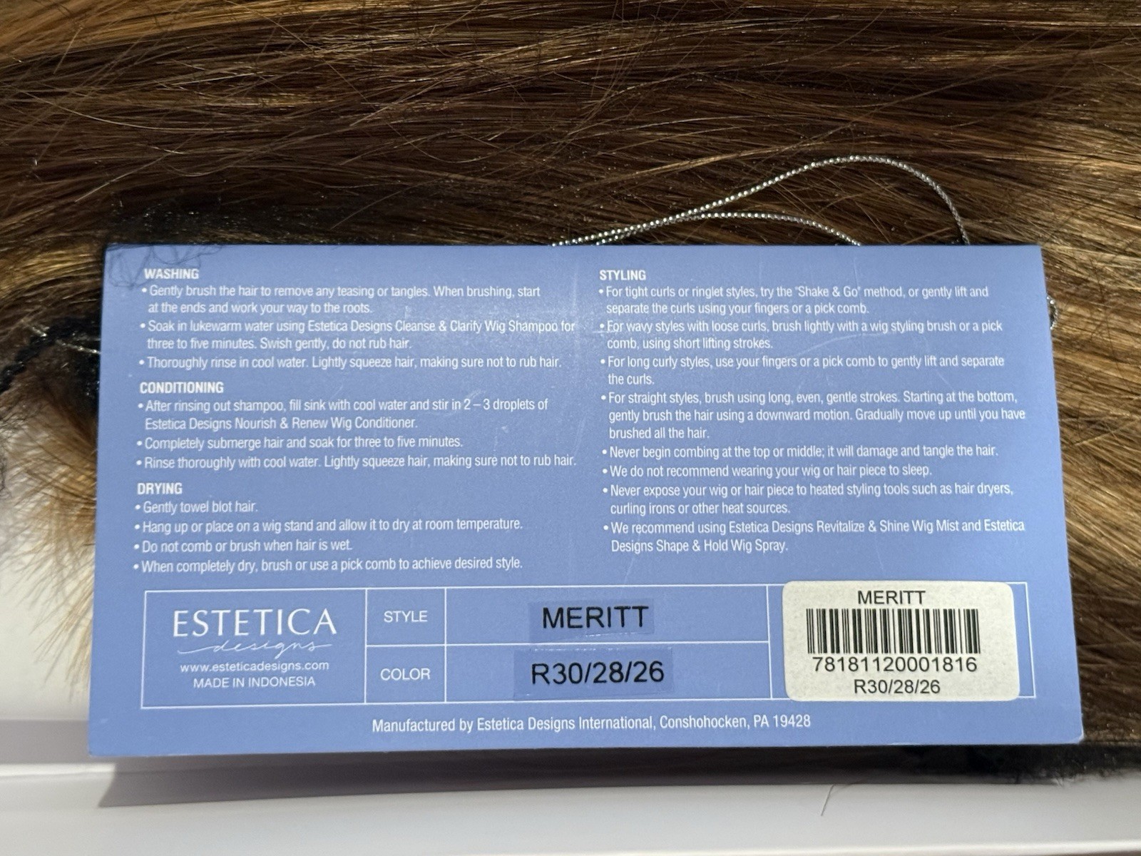 Estetica Wig Meritt R30/28/26 NEW with Tags High Society Collection Monofilament