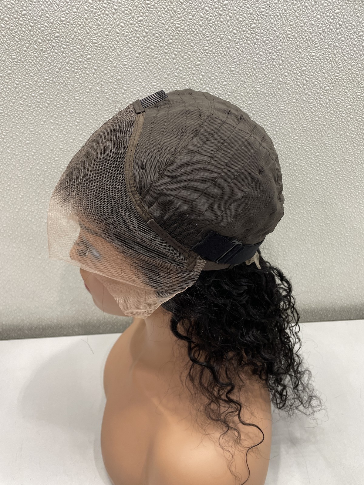 Natural Black Curly Human Hair Blend 13×4 Lace Front Wig, 16″
