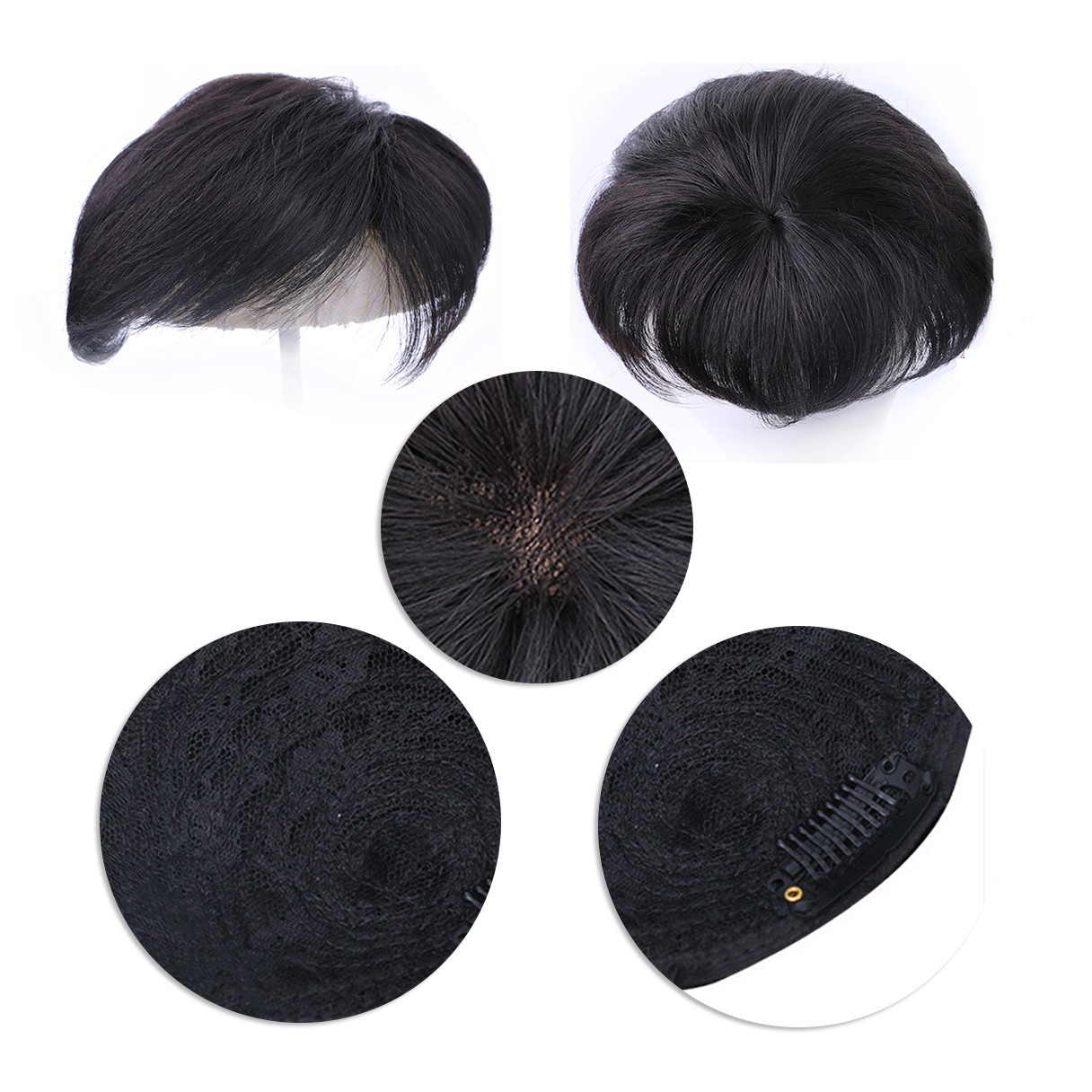 Short Toppers Hairpiece Real Human Hair Clip in Clip in Hair Pieces Wig For Men
