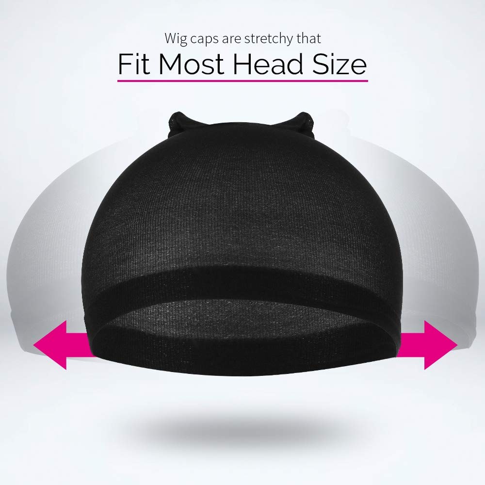 FANDAMEI Wig Cap, Nylon Caps, 4 Pieces 2 Count (Pack of 2), Black