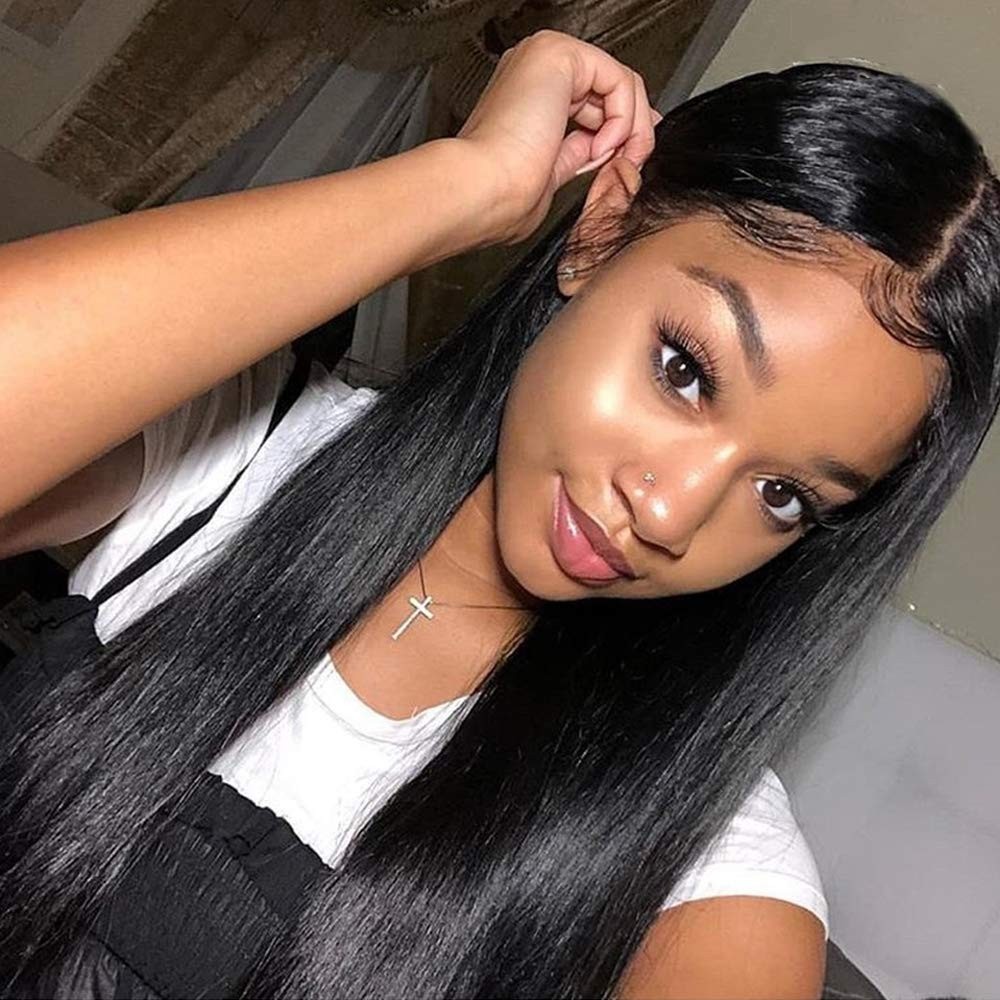 Silky Straight Full Lace Wig Pre Plucked Handmade Human Hair