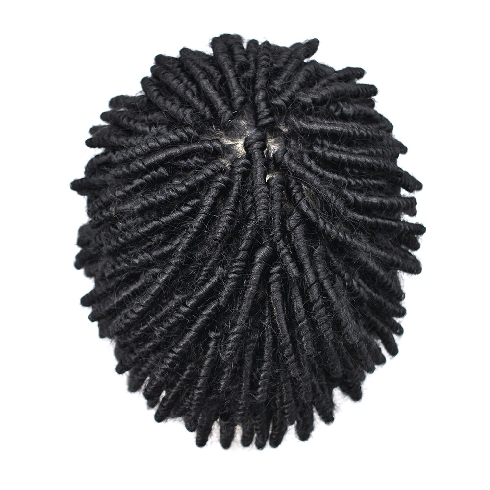 Afro Kinky Twist Crochet Braids Hair for Men Human Hair Piece System Mens Wigs