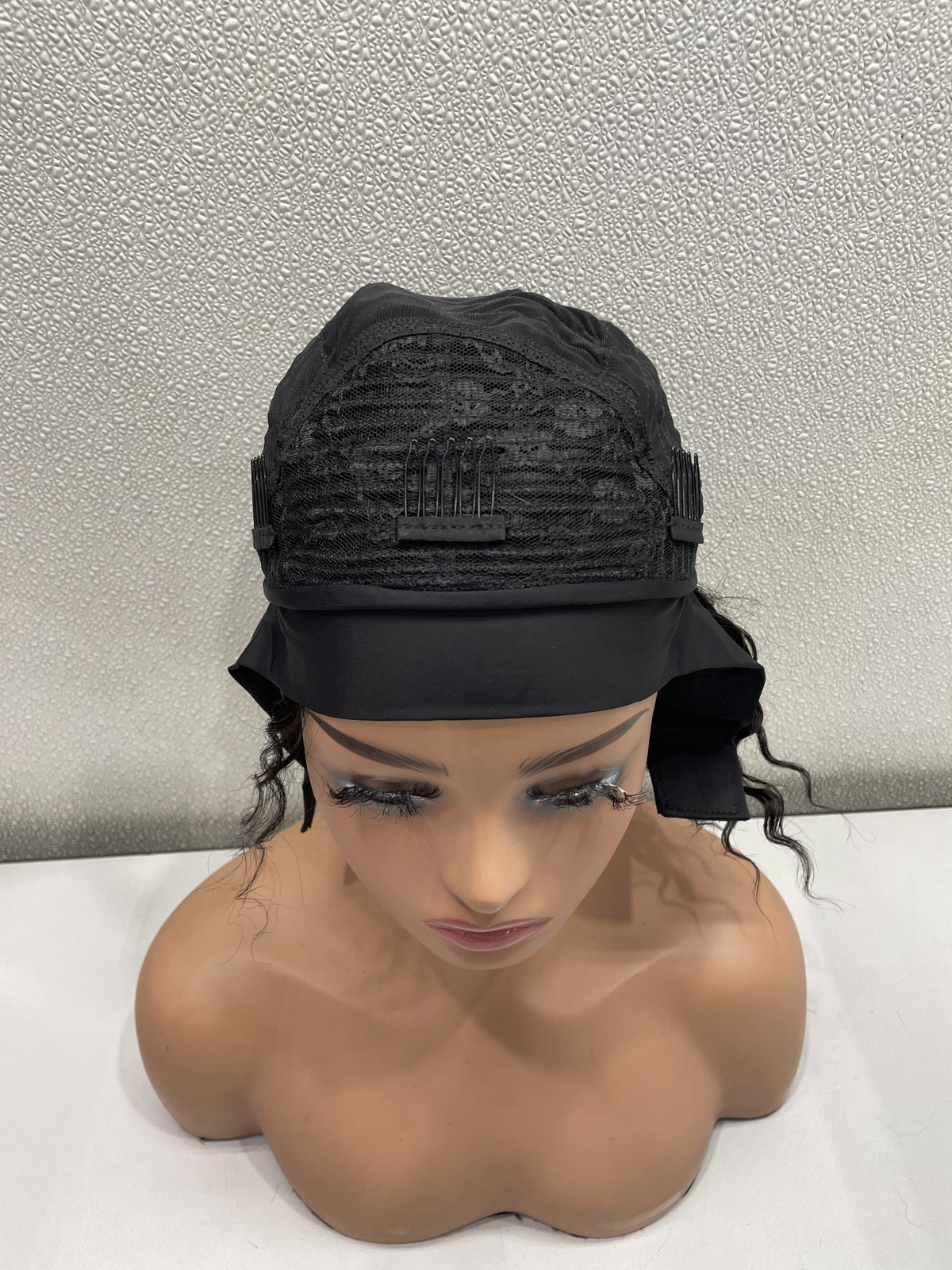 Wenyan Natural Black Deep Wave Human Hair Headband Glueless Wig, 12″