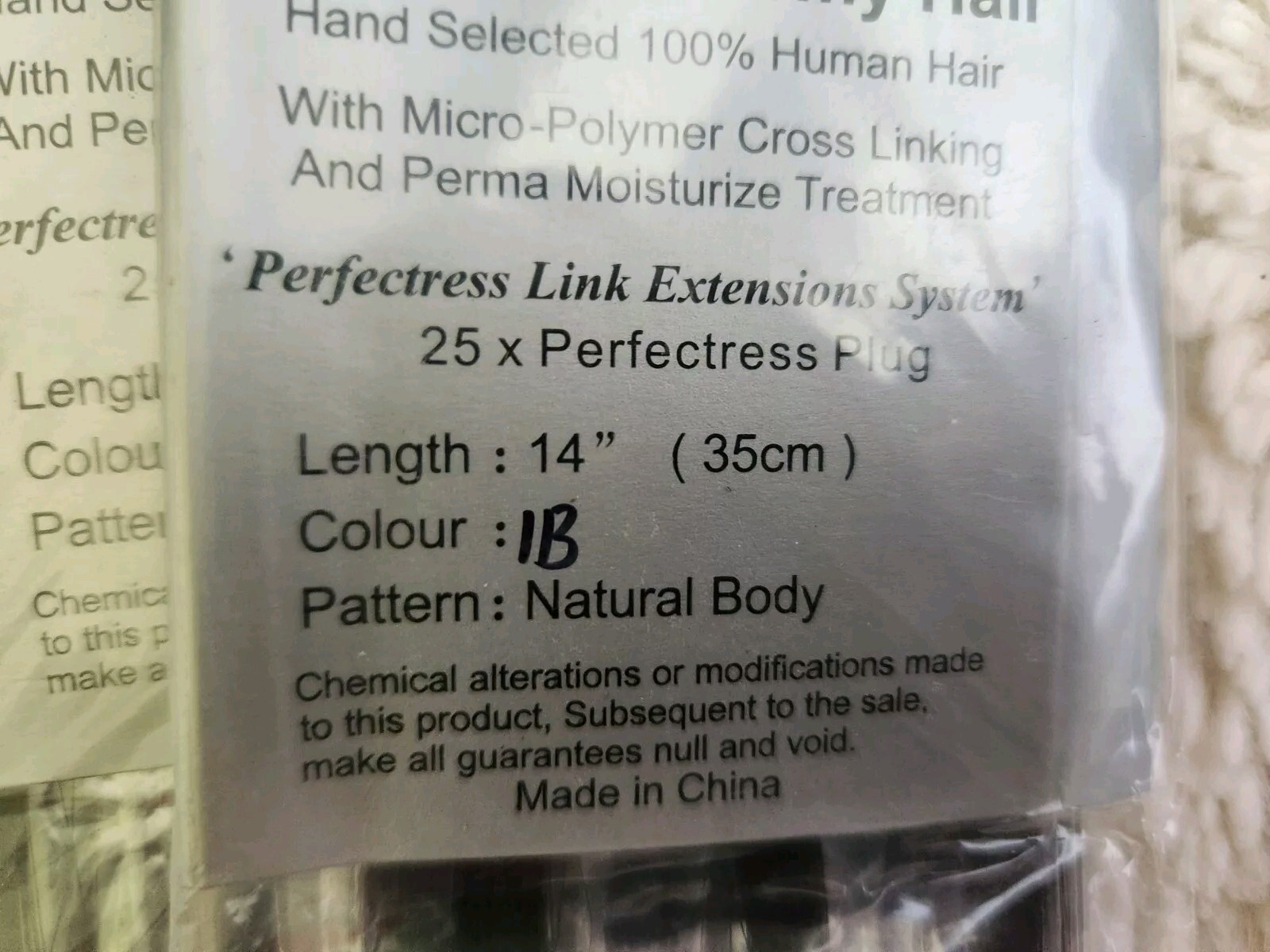 PerfecTress Remy Hair Plugs 14″ Off Black (#1B) 25x Lot Of 10pks Natural Body