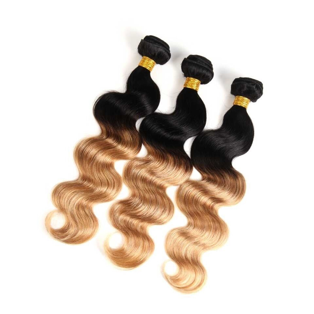 Body Wave 3 Bundles With Closure 1B/27 color Human Hair 100g/Bundle