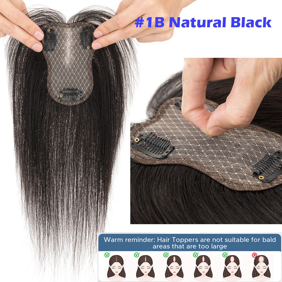 Top Lace Women Topper Clip In Remy Human Hair Toupee Hairpiece Bangs Lightweight