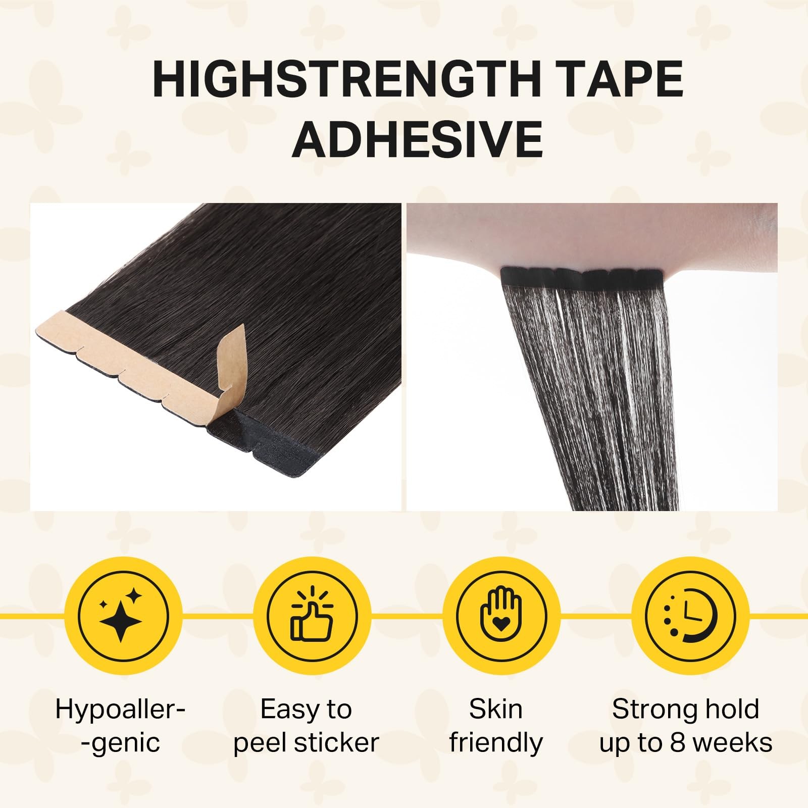 Doores Tape In Hair Extensions 16 Inch 10Pcs 35G Dark Brown Mini Tape Weft