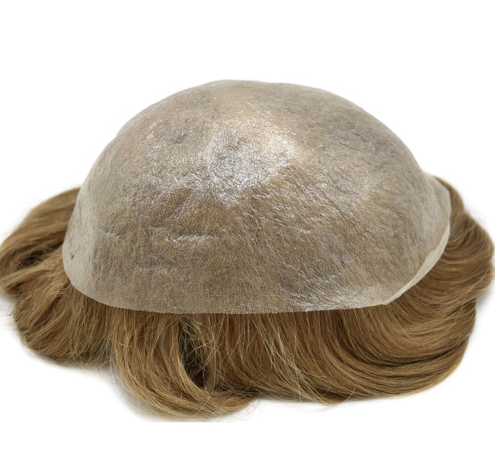 Mens Toupee Ultra Thin Skin Hair Replacement System Invisible V-Loop Hair PieceU
