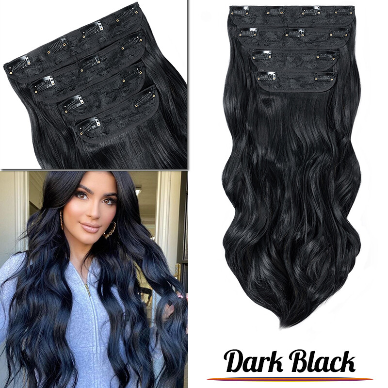 4PCS Clip In 100%Real THICK as Human Hair Extension Full Head Highlight Balayage