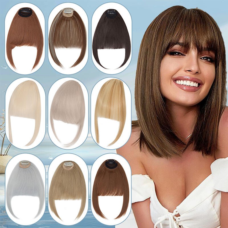 Clip in on Thin Neat Bangs Hair Front Fringe Hairpiece Hair Extensions AS Human
