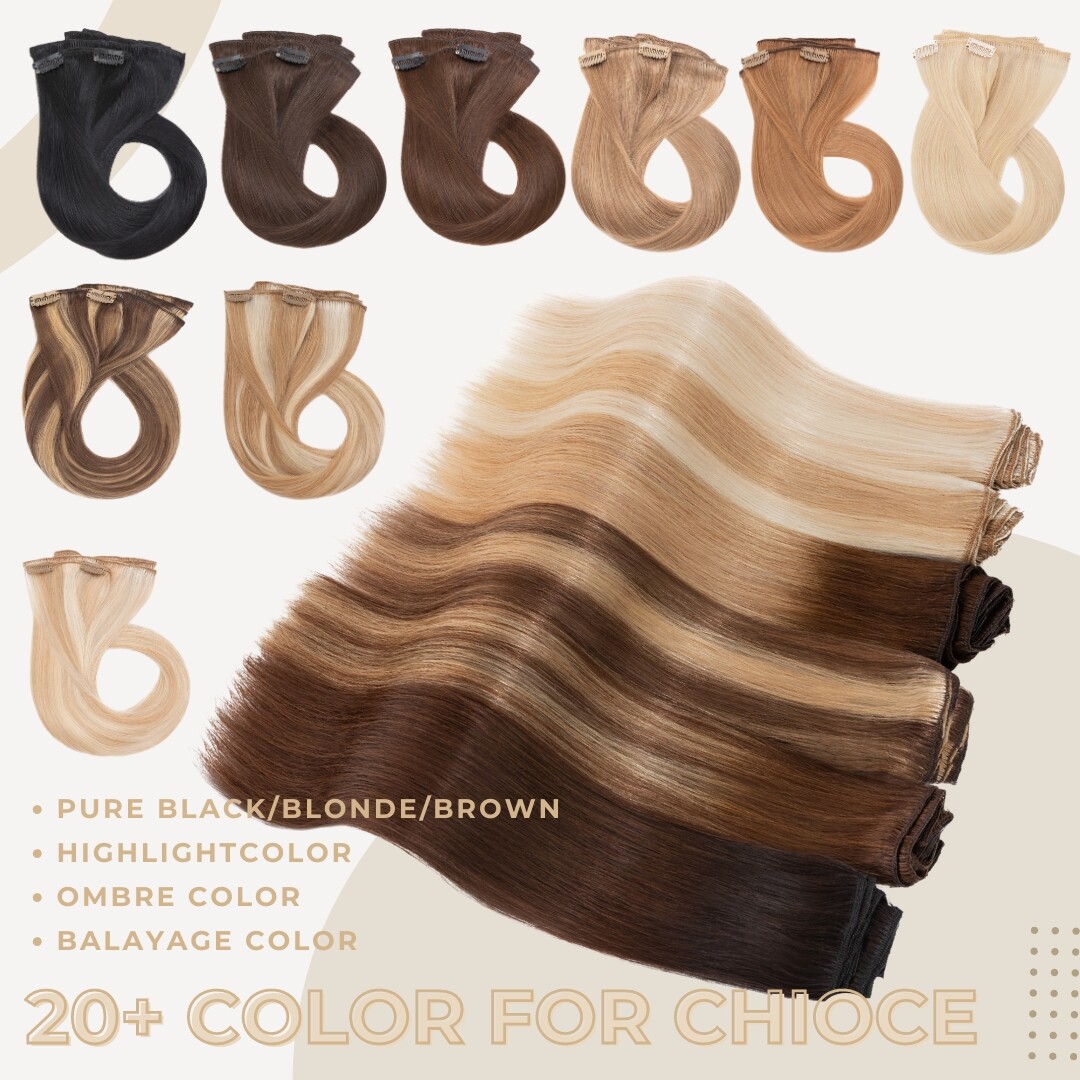 CLEARANCE 100% Human Hair Extensions Clip in Real Remy Hair 8Pcs Full Head Soft