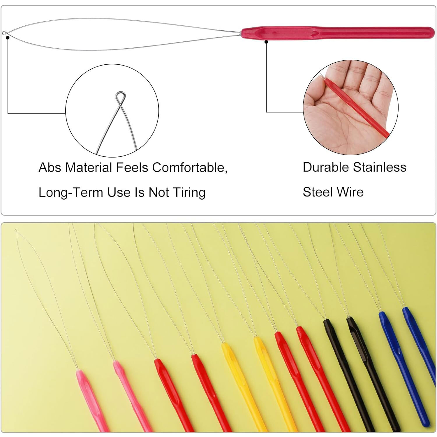 Nano Ring Loop Threader Pulling Tool Silicone Bead for Nano Bead Hair Extensions