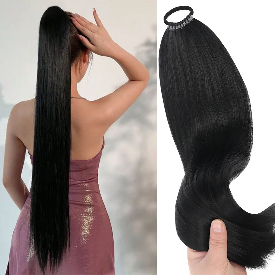 18-32inch Fake Hair Long Flexible Synthetic Ponytail Extension Hairpieces